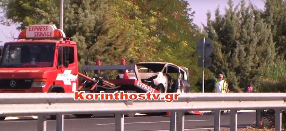 Τρόμος στην άσφαλτο - ΙΧ τυλίχτηκε στις φλόγες εν κινήσει στην Εθνική Οδό (ΒΙΝΤΕΟ)