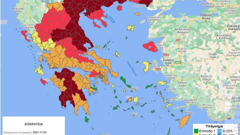 Στο «κόκκινο» η μισή Ελλάδα - Πολύ αυξημένα και σήμερα τα κρούσματα