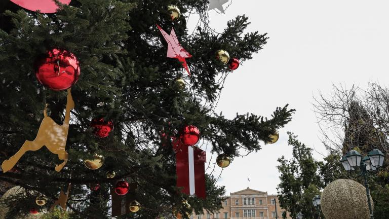 Στολισμός του χριστουγεννιάτικου δέντρου στην πλατεία Συντάγματος