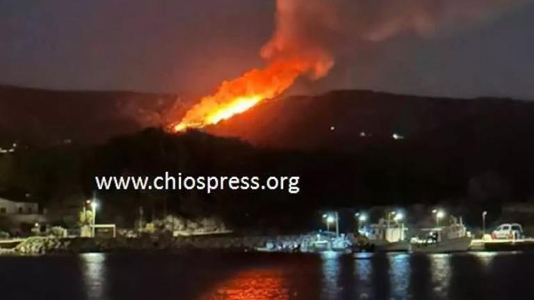 Χίος: Βελτιωμένη η εικόνα του πύρινου μετώπου στη βορειοδυτική πλευρά του νησιού	