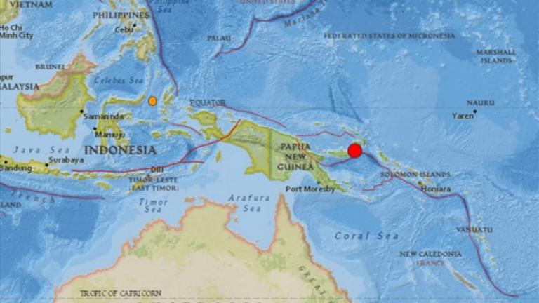Σεισμική δόνηση μεγέθους 5,8 βαθμών έγινε στην Παπούα Νέα Γουινέα