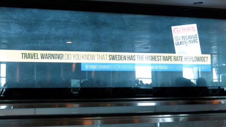 Διαφήμιση στο αεροδρόμιο 'Ατατούρκ": "Σουηδία, χώρα του βιασμού"