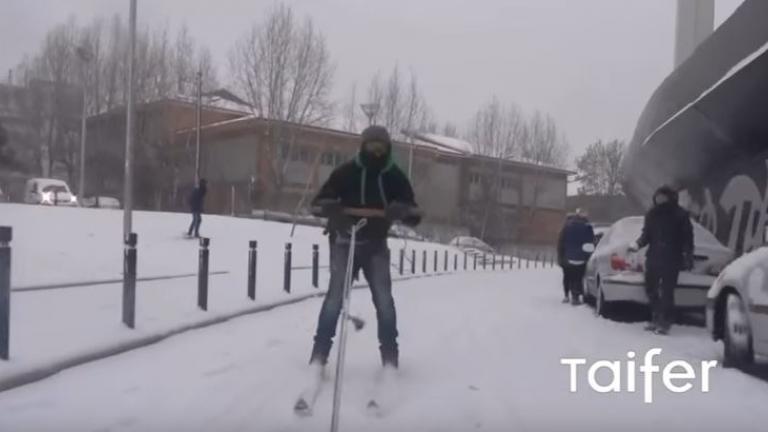 Τρελοί Θεσσαλονικείς κάνουν σκι στην Τούμπα! (BINTEO)