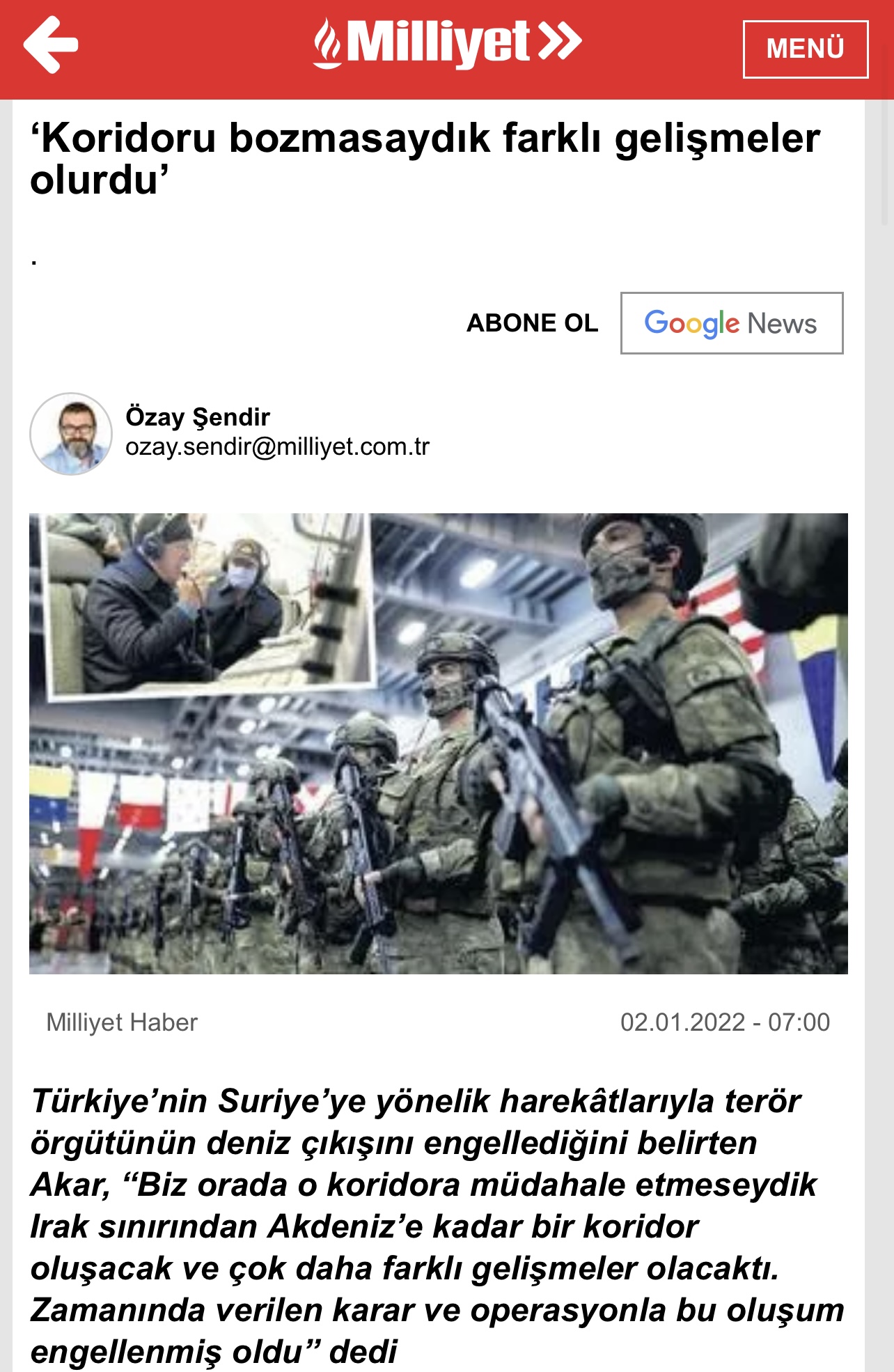 Τουρκικό δημοσίευμα 