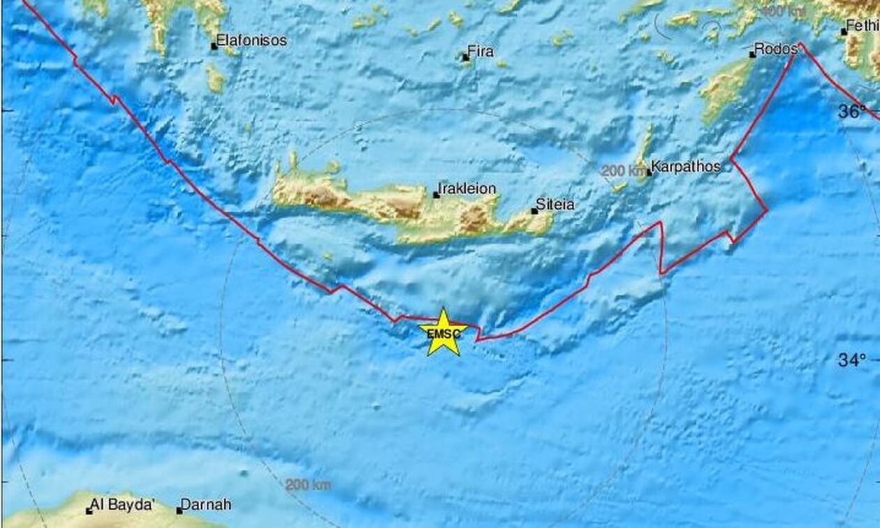 Σεισμός 4,2 ρίχτερ νότια της Κρήτης