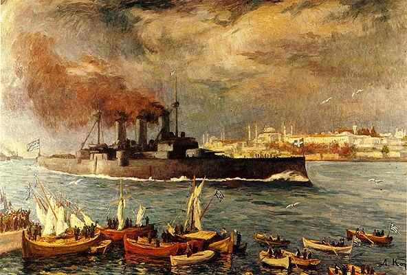 Το θωρηκτό «Γ. Αβέρωφ» σε γκραβούρα της εποχής