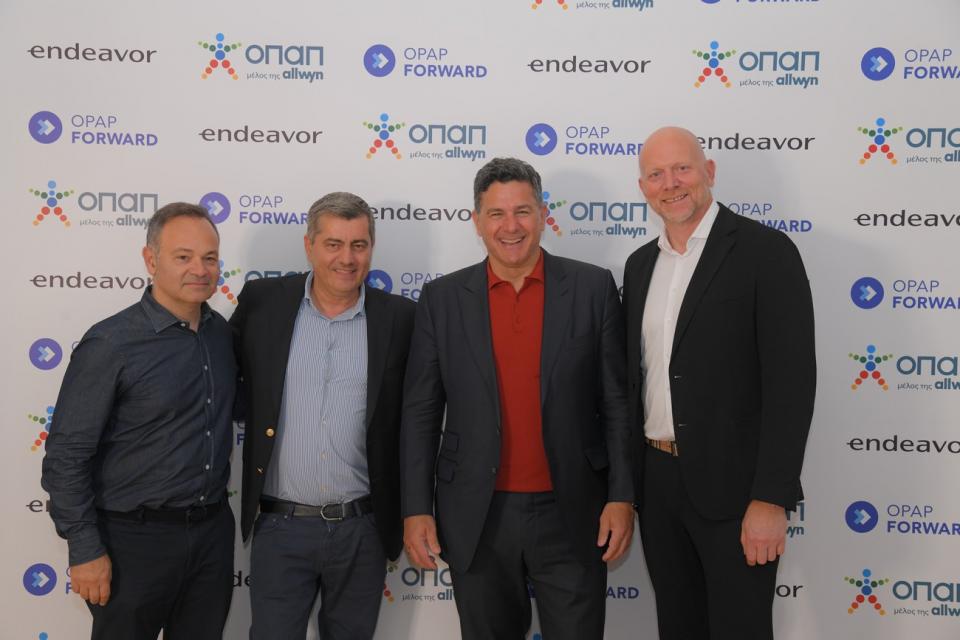   Mάρκος Βερέμης, Partner της Big Pi Ventures και Μέλος του Δ.Σ. της Endeavor Greece, Οδυσσέας Χριστοφόρου, Αναπληρωτής Διευθύνων Σύμβουλος του ΟΠΑΠ, Ανδρέας Ραπτόπουλος, Ιδρυτής και CEO της Matternet και Jan Karas, Πρόεδρος και Διευθύνων Σύμβουλος του ΟΠΑΠ 