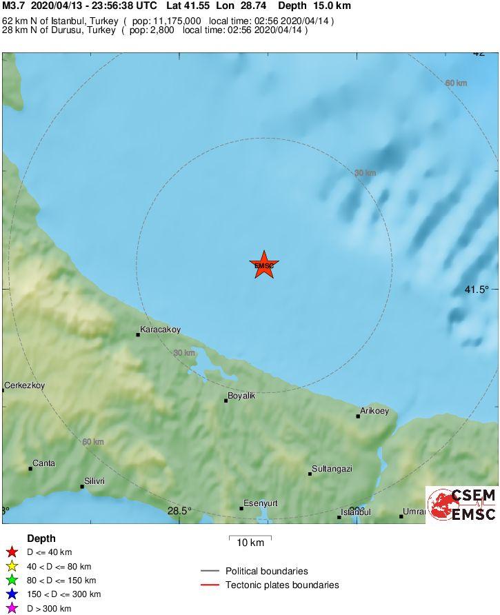 Σεισμός 3,7 ρίχτερ αναστάτωσαν την Κωνσταντινούπολη 
