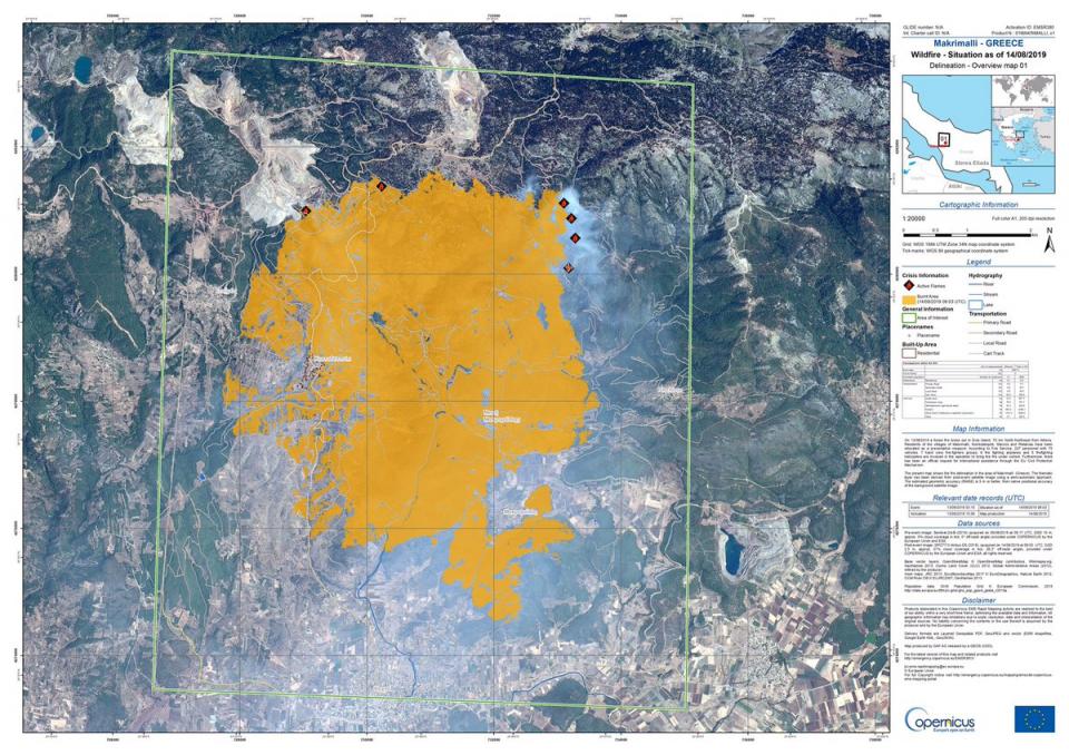 Η πρώτη χαρτογράφηση από δορυφόρο της καταστροφής στην Εύβοια