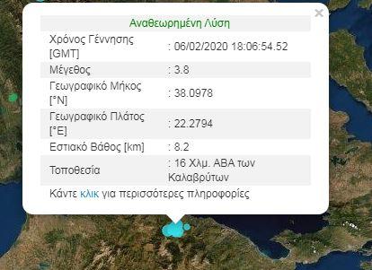 Σεισμός 3,8 ρίχτερ στα Καλάβρυτα