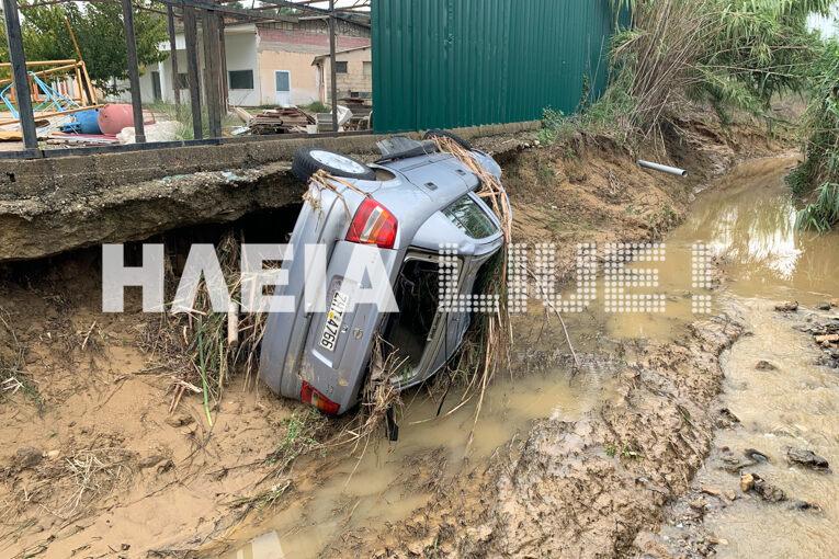 Ηλεία - Κακοκαιρία: Πυροσβέστης κινδύνεψε να χαθεί να χαθεί στα ορμητικά νερά ρέματος