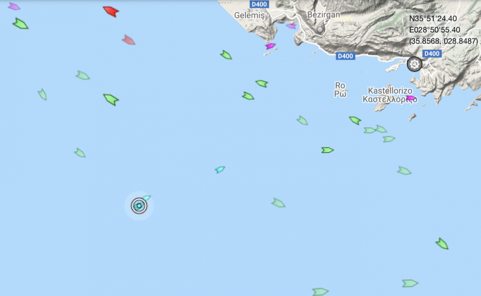 Πλησιάζει και πάλι το Καστελόριζο το Oruc Reis - Αναμένεται να πλησιάσει ακόμα πιο κοντά από τα 9 ν. μ.