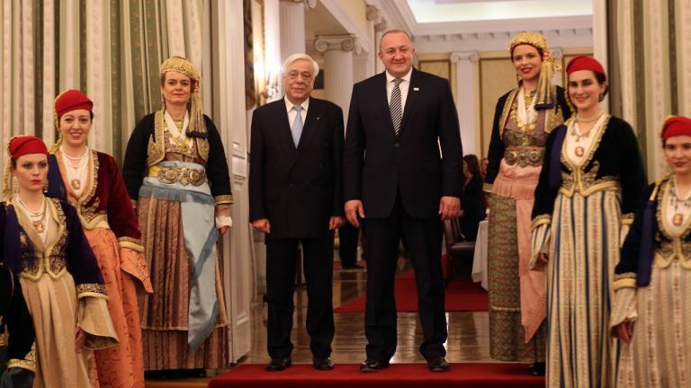 Επίσημο δείπνο προς τιμήν του Προέδρου της Γεωργίας κ.Γκίοργκι Μαρκβελασβίλι, παρέθεσε ο Πρόεδρος της Δημοκρατίας