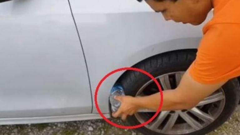 Προσοχή: Αν δείτε πλαστικό μπουκάλι στη ρόδα αυτοκινήτου σας, είστε σε κίνδυνο!