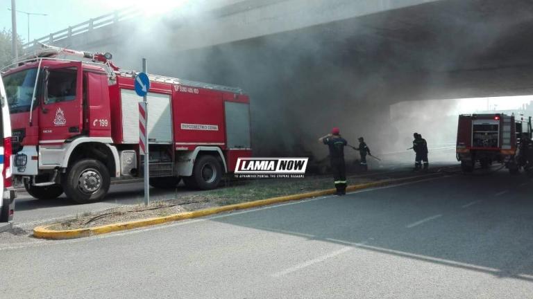 Λαμία: Φωτιά σε πλατφόρμα γεμάτη άχυρο (ΦΩΤΟ)