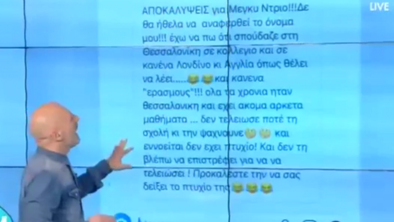 Ο Μουτσινάς προκαλεί τη Μέγκι Ντρίο να δείξει το πτυχίο της Νομικής (ΒΙΝΤΕΟ)