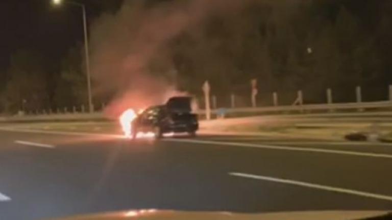 Πανικός στην Ε.Ο. Αθηνών-Λαμίας: Αυτοκίνητο τυλίχθηκε στις φλόγες (Video)
