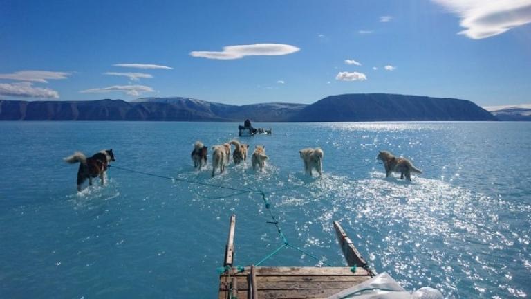 Η φωτογραφία που προκαλεί ανησυχία:Σε λίγες ώρες έλιωσε το 40% των πάγων της Γροιλανδίας