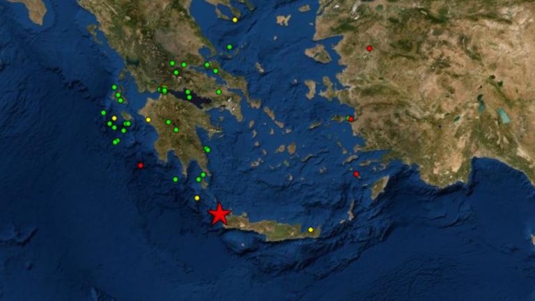 Ισχυρή σεισμική δόνηση 6, 1 βαθμών της κλίμακας Ρίχτερ, βορειοδυτικά της Κρήτης
