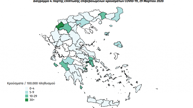 Covid-19: Ο χάρτης της πανδημίες στην Ελλάδα  - Ελάχιστες οι περιοχές χωρίς κρούσμα (ΓΡΑΦΗΜΑΤΑ)