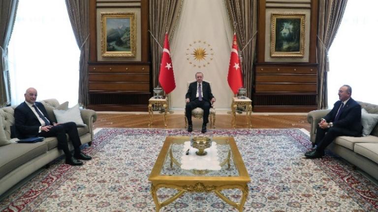 Ολοκληρώθηκε η συνάντηση του Ν. Δένδια με τον Τούρκο Πρόεδρο Ερντογάν στην Άγκυρα