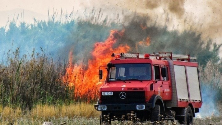 Επιχειρούν επίγειες δυνάμεις στο δάσος Σκρα για να θέσουν υπό έλεγχο τη φωτιά