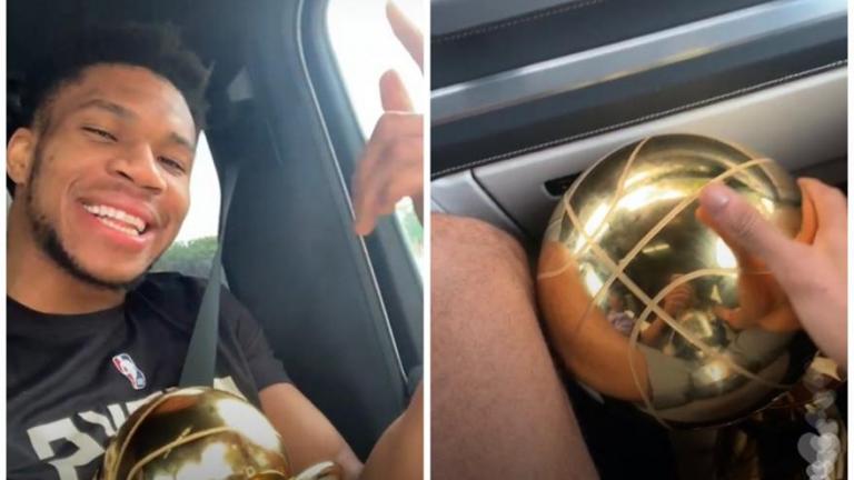 NBA: Απίθανος Αντετοκούνμπο - Πήγε για κοτομπουκιές «παρέα» με την κούπα (ΒΙΝΤΕΟ)