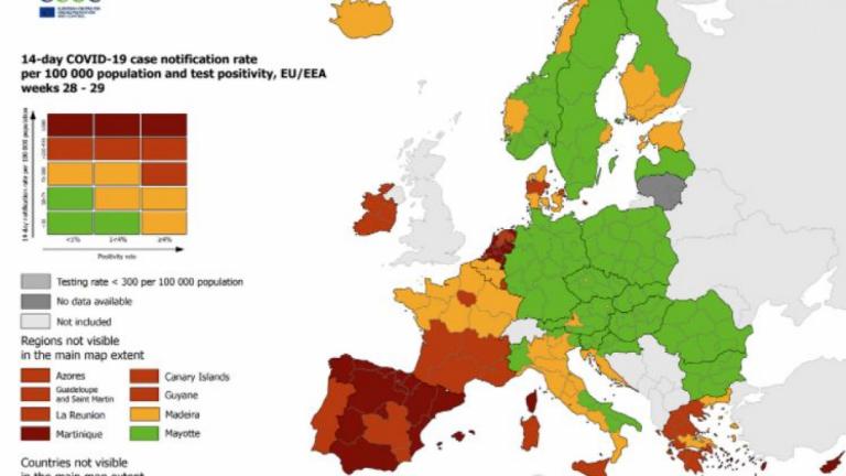 ECDC: Στο κόκκινο πολλές περιοχές της χώρας