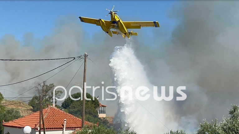 Ισχυρές επίγειες δυνάμεις της Πυροσβεστικής επιχειρούν στην περιοχή Άγναντα του δήμου Ήλιδας 