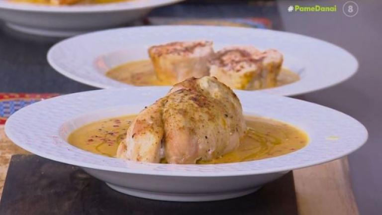 Γεμιστό κοτόπουλο με πουρέ κολοκύθας