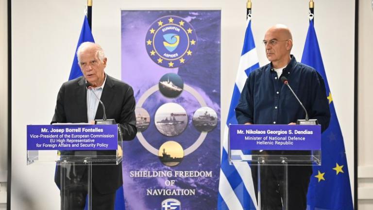 Ν.Δένδιας - Ζ.Μπορέλ: Επίσκεψη στο Στρατηγείο της επιχειρήσεως «ΑΣΠΙΔΕΣ» στη Λάρισα