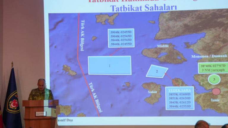 Η Τουρκία παρουσιάζει με χάρτες το μισό Αιγαίο ως δική της περιοχή έρευνας και διάσωσης