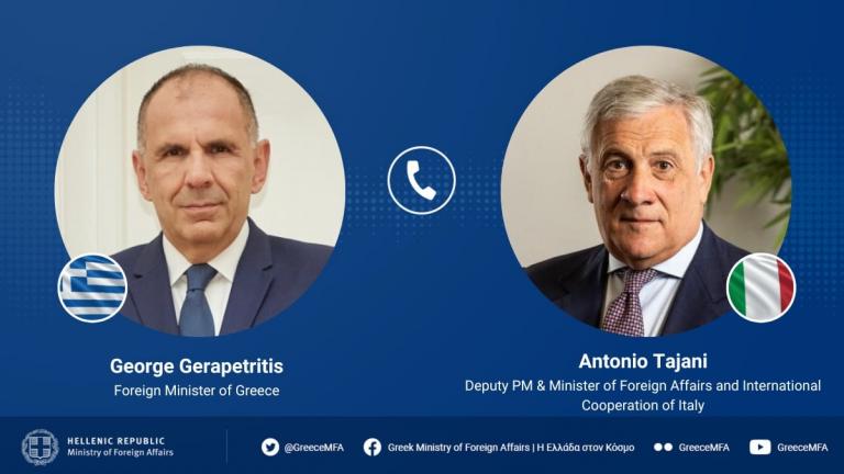 Γεραπετρίτης: Τηλεφωνική συνομιλία με τον Ιταλό ΥΠΕΞ Ταγιάνι – Τι συζήτησαν