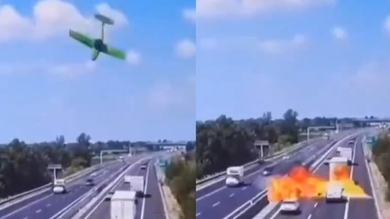 Ιταλία: Αεροσκάφος συνετρίβη σε αυτοκινητόδρομο έξω από την Μπρέσια - Νεκροί οι δυο επιβαίνοντες