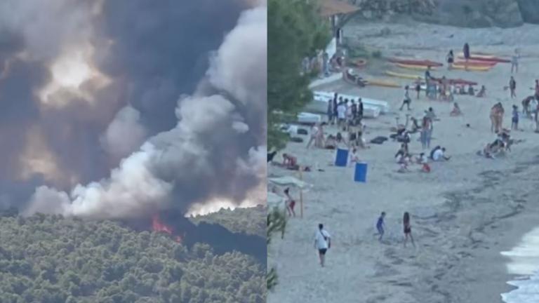 Χαλκιδική: Χωρίς ενεργό μέτωπο η φωτιά στη Βουρβουρού - Παιδιά από κατασκηνώσεις κοιμήθηκαν προληπτικά στην παραλία