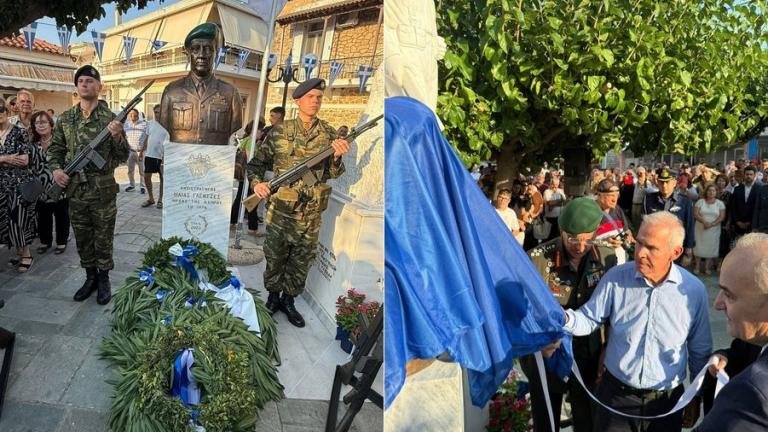 Θ. Δαβάκης – Α/ΓΕΕΘΑ Στρατηγός Δ. Χούπης : Στα αποκαλυπτήρια της προτομής του Ήρωος της Κύπρου Στρατηγού Ηλ. Γλεντζέ στο Έλος Λακωνίας 