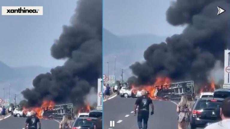 Τροχαίο στην Εγνατία Οδό: 3 άτομα απανθρακώθηκαν, 2 σοβαρά τραυματίες