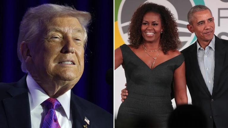τραμπ και ζευγος ομπαμα