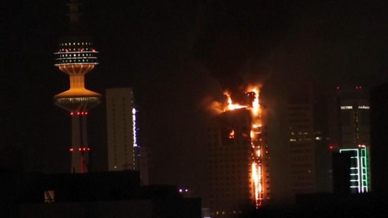 κουβειτ ουρανοξυστης φλέγεται από ιρανικη επιθεση