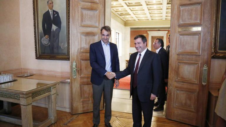 Συνάντηση με τον Δήμαρχο Αθηναίων Γιώργο Καμίνη είχε ο πρόεδρος της ΝΔ, Κυριάκος Μητσοτάκης.