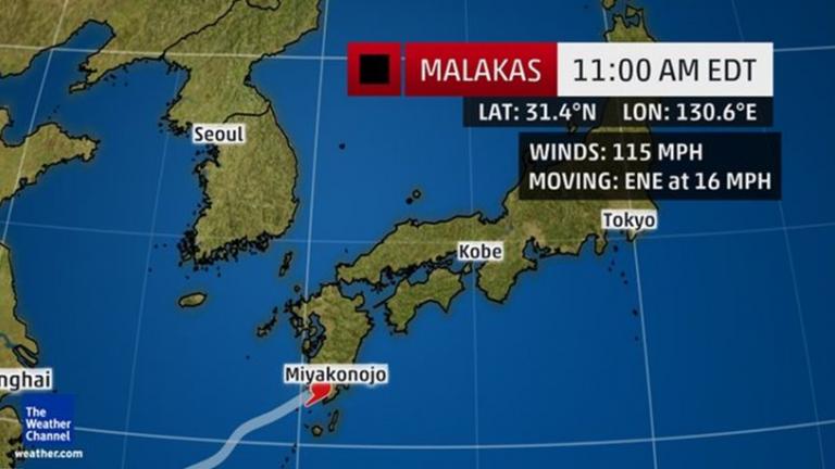 Ο τυφώνας «malakas» χτύπησε με ανέμους 160 χιλιομέτρων την Ιαπωνία