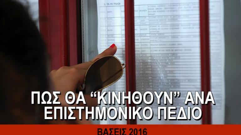 Βάσεις 2016: Πώς θα κινηθούν ανά επιστημονικό πεδίο 