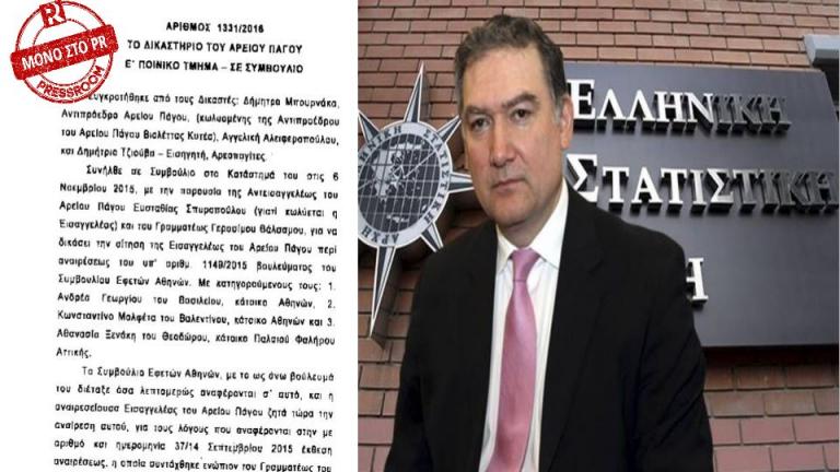 Το πόρισμα καταπέλτης του Αρείου Πάγου για την υπόθεση Γεωργίου - ΕΛΣΤΑΤ