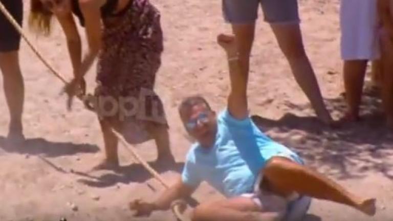 Λιάγκας: "Έφαγε" τούμπα στην άμμο! (ΒΙΝΤΕΟ)