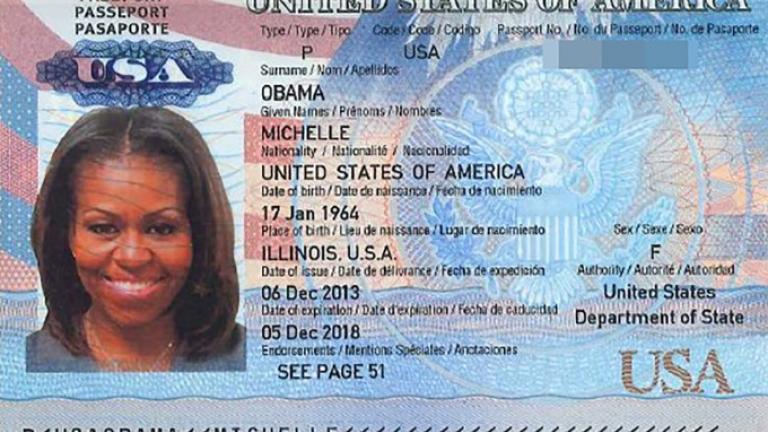 Στη δημοσιότητα το διαβατήριο της Μισέλ Ομπάμα