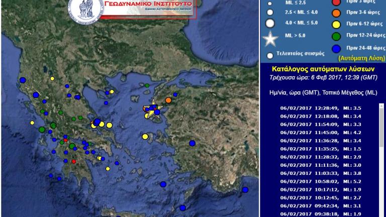 Και τρίτη σεισμική δόνηση, μεγέθους 4,2 Ρίχτερ, στη Μυτιλήνη