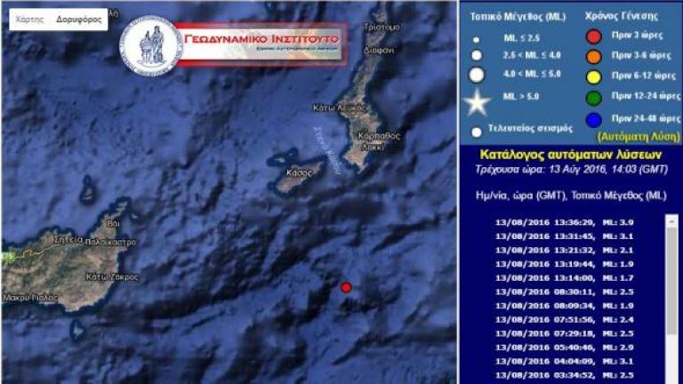 Σεισμός 3,9 Ρίχτερ νότια της Καρπάθου 