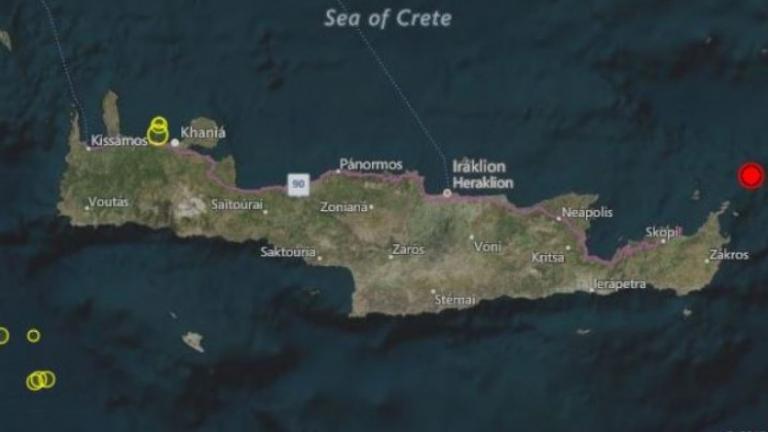 Ισχυρή σεισμική δόνηση 5,4 Ρίχτερ με εστιακό βάθος 50 χλμ. στην Ανατολική Κρήτη