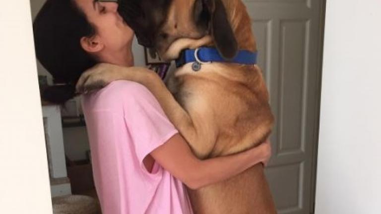 Η Τόνια Σωτηροπούλου και ο γιγάντιος σκύλος έχουν το ίδιο ύψος! (ΦΩΤΟ)