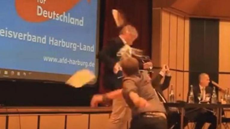 17χρονος έριξε τούρτα-παγωτό στον πρόεδρο του κόμματος Εναλλακτική για τη Γερμανία - Video, φωτό